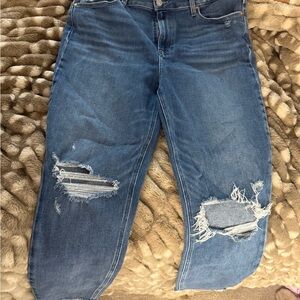 PAIGE Blue Distressed Skinny Jeans